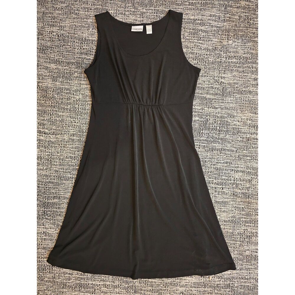 Chico’s Little Black Dress Size 1 Sleeveless Stretch Cocktail Dress Baby Doll